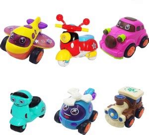 RVTEK Unbreakable Set of 6 Friction Powered Automobile Car Helicopter ...