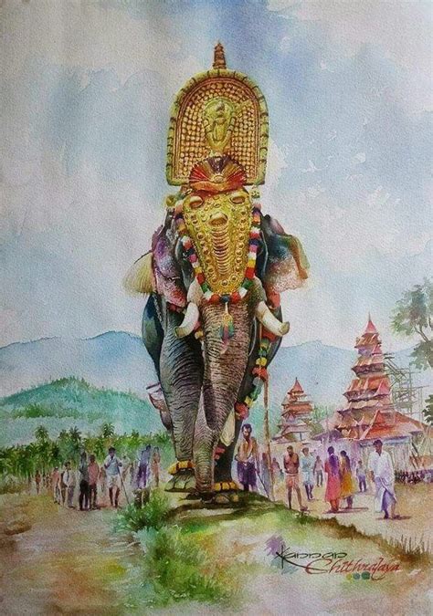 Buy Painting Devotees And Elephant Artwork No 12894 by Indian Artist ...