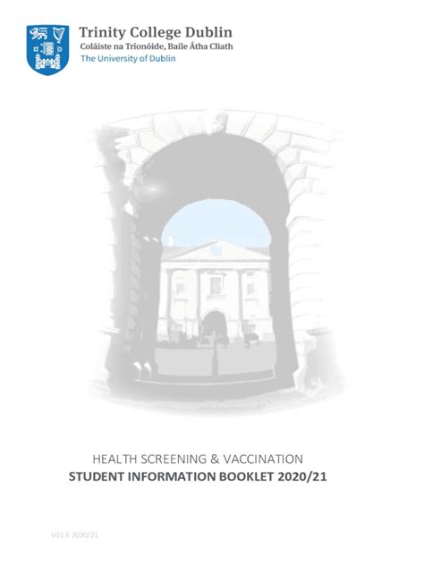 Fillable Online TCD Health Screening & Vaccination Booklet & Forms ...