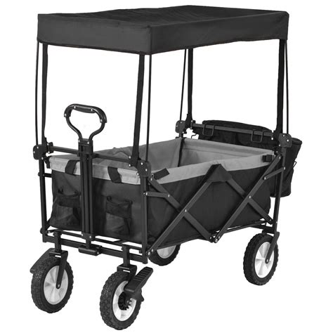 Buy Folding Trolley Cart with Removable Canopy, Front Pocket Cup Holder ...