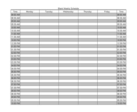 Image result for Blank Weekly Schedule Excel