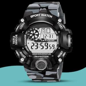 Shocknshop Digital Rubber Sports Multi Functional Black Dial Watch for ...
