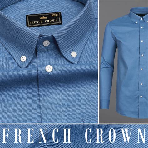 Waikawa Blue Formal/Casual Textured Premium Cotton Button-Down Shirt ...
