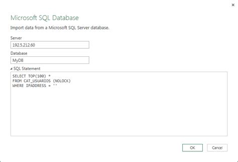 Excel Power Query SQL Statement 的图像结果