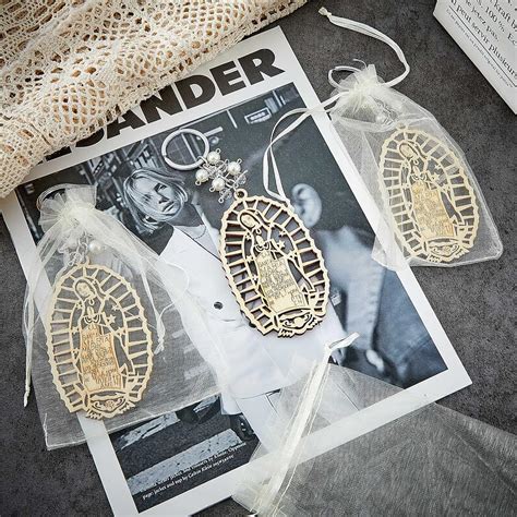 Buy Baptism Our Lady of Guadalupe Wood Design Keychain with Organza ...