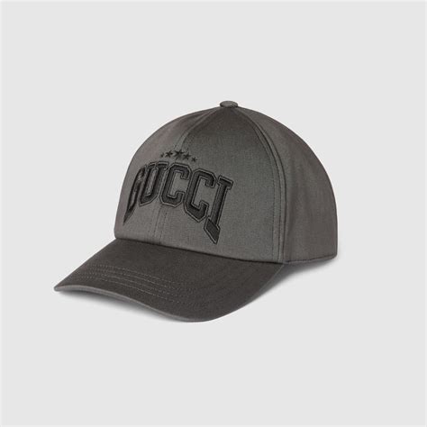 Embroidered cotton baseball hat in grey | GUCCI® CA