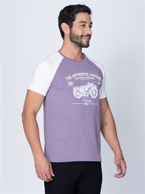 Men Round Neck Cut Sew Purple T-Shirt – Sparkyjeans