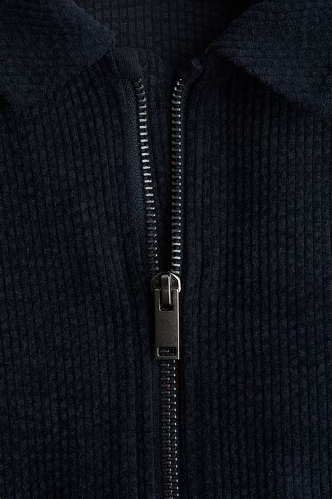 Ribbed velour shacket - Navy blue - Kids | H&M IN