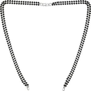 Untouched Silver Plated Double Layers Line Black Beaded 18"inches ...