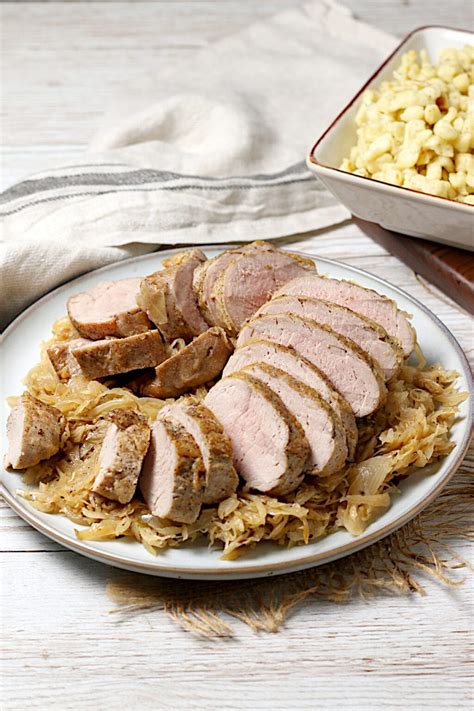 Roasted Pork Tenderloin with Sauerkraut - Domestic Dreamboat