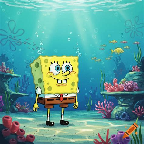 Spongebob Squarepants and Plankton stand on the sandy ocean floor ...