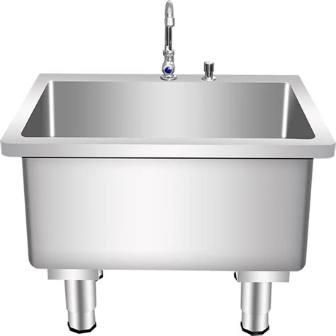 Stainless Steel Utility Sink With faucet, Commercial Floor Mount Mop ...