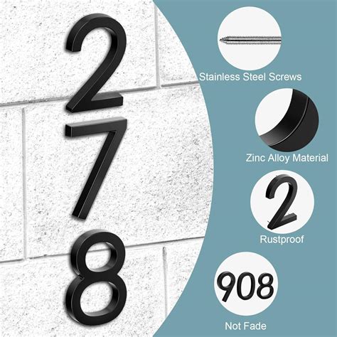 Buy House Numbers, 6 Inch Floating House Number for Outside Black Metal ...