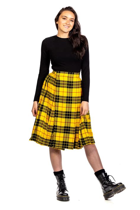 High Waist Tartan Pleated Midi Skirt | Top Kilt