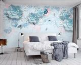 Avikalp Exclusive AWZ0125 3d Wallpaper Modern 3d Stereo Blue Flowers H ...