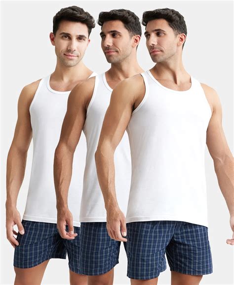 Buy Super Combed Cotton Round Neck Sleeveless Vest - White (Pack of 3 ...
