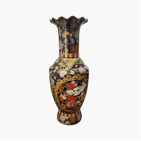 Satsuma Enamel Porcelain Moriage Floor Vase with Flaring Neck ...