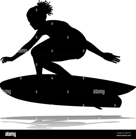 Woman Surfer Surfboard Female Surfer Silhouette Stock Vector Image ...