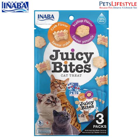 Inaba JJuicy Bites Scallop & Crab Cat Treats | Soft Seafood Bites 33.9g ...
