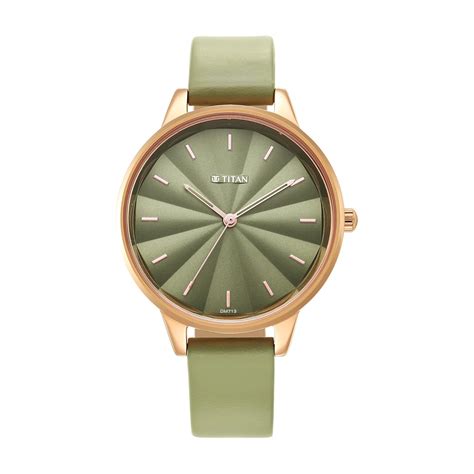 Titan Neo Quartz Analog Green Dial Green Leather Strap Watch for Women ...