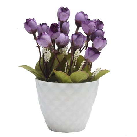 Buy THE KAMY Artificial Flower with Diamond Cut Design Plastic Pot for ...