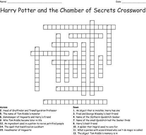 Harry Potter Printable Crossword - Printable Board Games