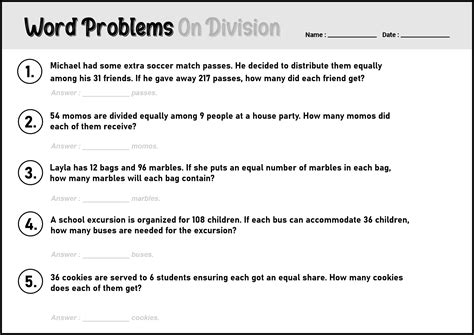 Printable Division Worksheets Grade 4