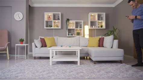 Home accident in slow motion. To fall on the ground. The man stuck on ...