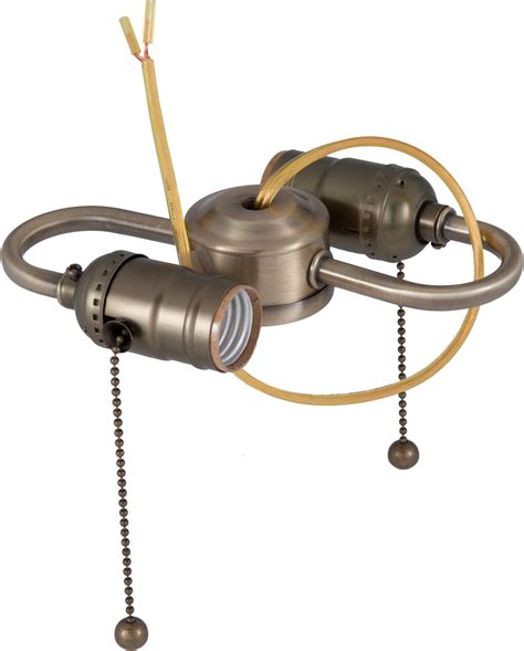 Antique Finish 2 Light Lamp Cluster With Pull Chain Sockets Antique ...