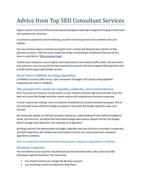 PPT - Advice from Top SEO Consultant Services PowerPoint Presentation ...