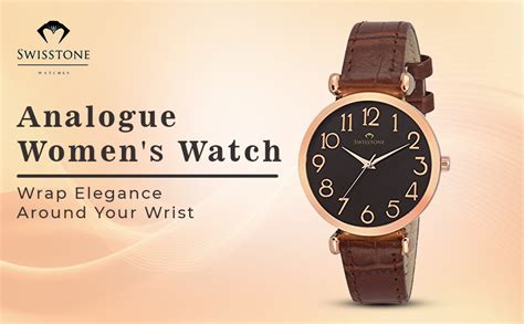 SWISSTONE Leather Analog Women'S & Girl'S Watch (Black Dial Brown ...