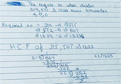18. Find the greatest number which divides 319, 572 and 1329 leaving ...