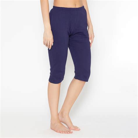 Women's Plain Knitted Capri - Navy – BONJOUR