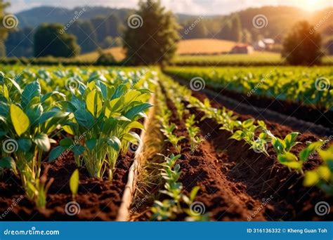 Modern Industrialized Agriculture Using Technology, Agritech Farming of Crops Stock Illustration ...