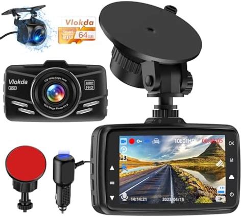 Dash Cam Front and Rear, 1080P FHD Dash Camera for Cars with 64GB Card ...