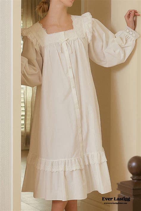 Cottage Ruffle Lace Nightgown Dress / White | Night gown, Pretty ...