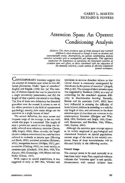 Operant Conditioning and Attention Span Analysis in Education - Studocu