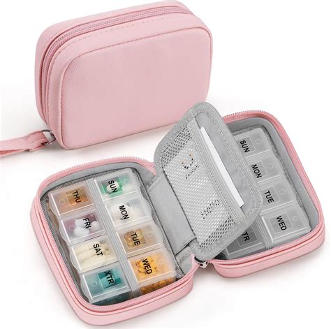 Zannaki Cute Pill Organizer for Purse with Two Removable 7-Day Pill Box ...