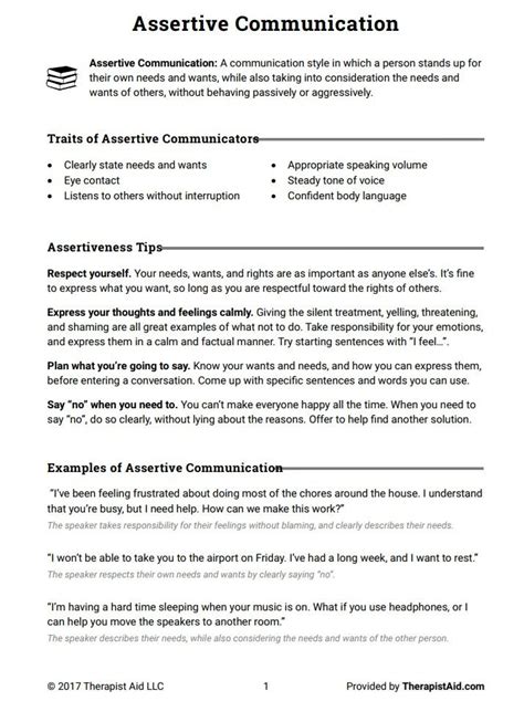 Assertive Communication Worksheet 的图像结果
