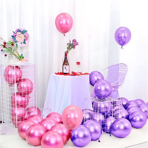 Flyloons 25 pcs Pink and Purple Chrome Balloons for Birthday decoration ...