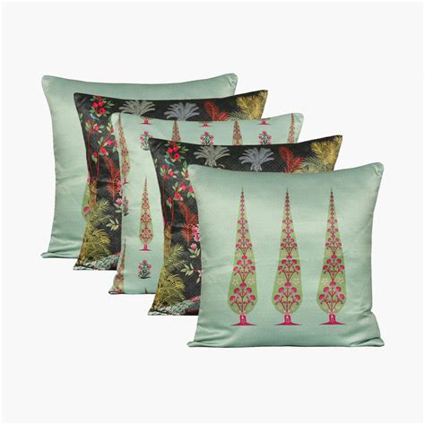 Buy INDIA CIRCUS Peacock & Conifer Set of 5 Cushion Covers - 40.64 x 40 ...
