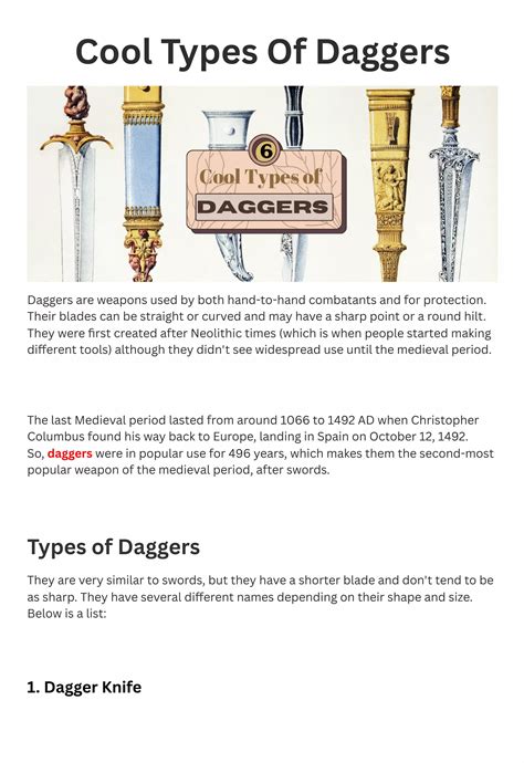 6 Cool Types of Daggers | PDF | Arms & Ammunition | Sensitive Topics