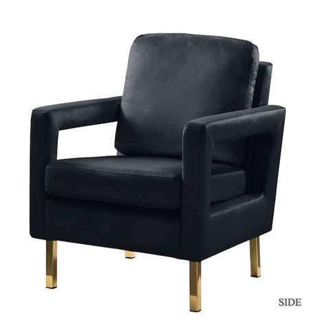 14 Karat Home Casual Black Velvet Accent Chair CHM0014-BLACK at Lowes.com