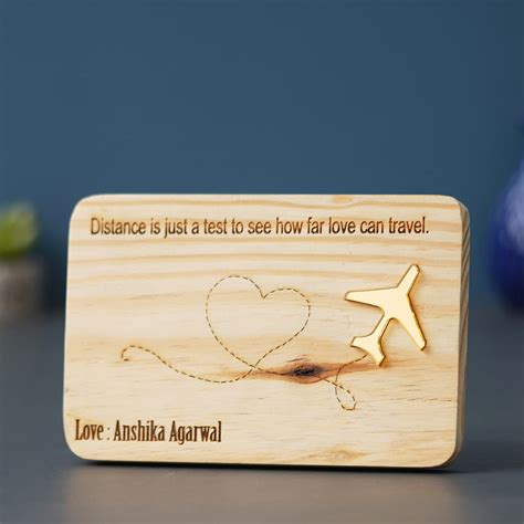 eCraftIndia Light Brown Wooden "Distance is just a test to see how far