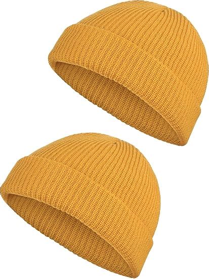 SATINIOR 2 Pieces Winter Short Fisherman Beanie Hat Trawler Beanie ...