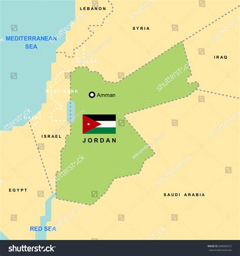 Smooth Map Jordan Neighboring Countrieseps10 Art Stock Vector (Royalty Free) 648506572 ...
