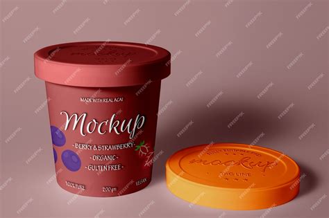 Premium PSD | Acai ice cream packaging mockup