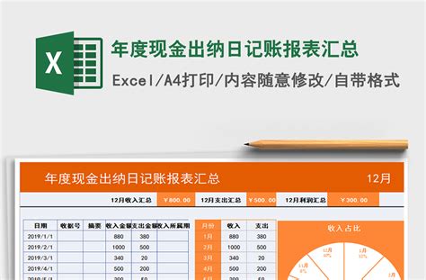 2021年年度现金出纳日记账报表汇总-Excel表格-工图网