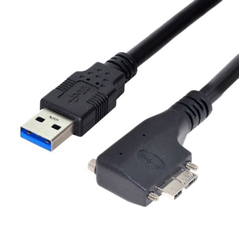Cy Left Angled 90 Degree Micro USB Screw Mount to 3.0 Data Cable for ...