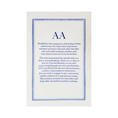 AA Preamble (Laminated) - Alcoholics Anonymous Cleveland